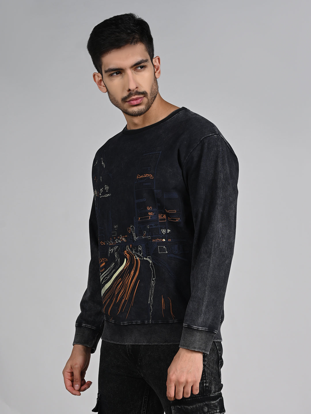 Killer Men Balck Printed Sweat Shirts