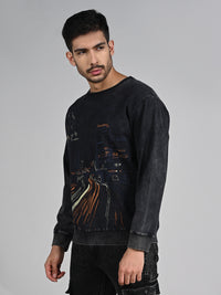 Killer Men Balck Printed Sweat Shirts