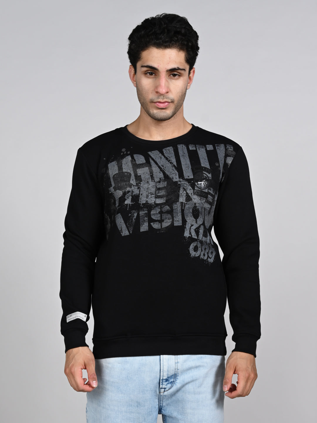 Killer Men Balck Printed Sweat Shirts
