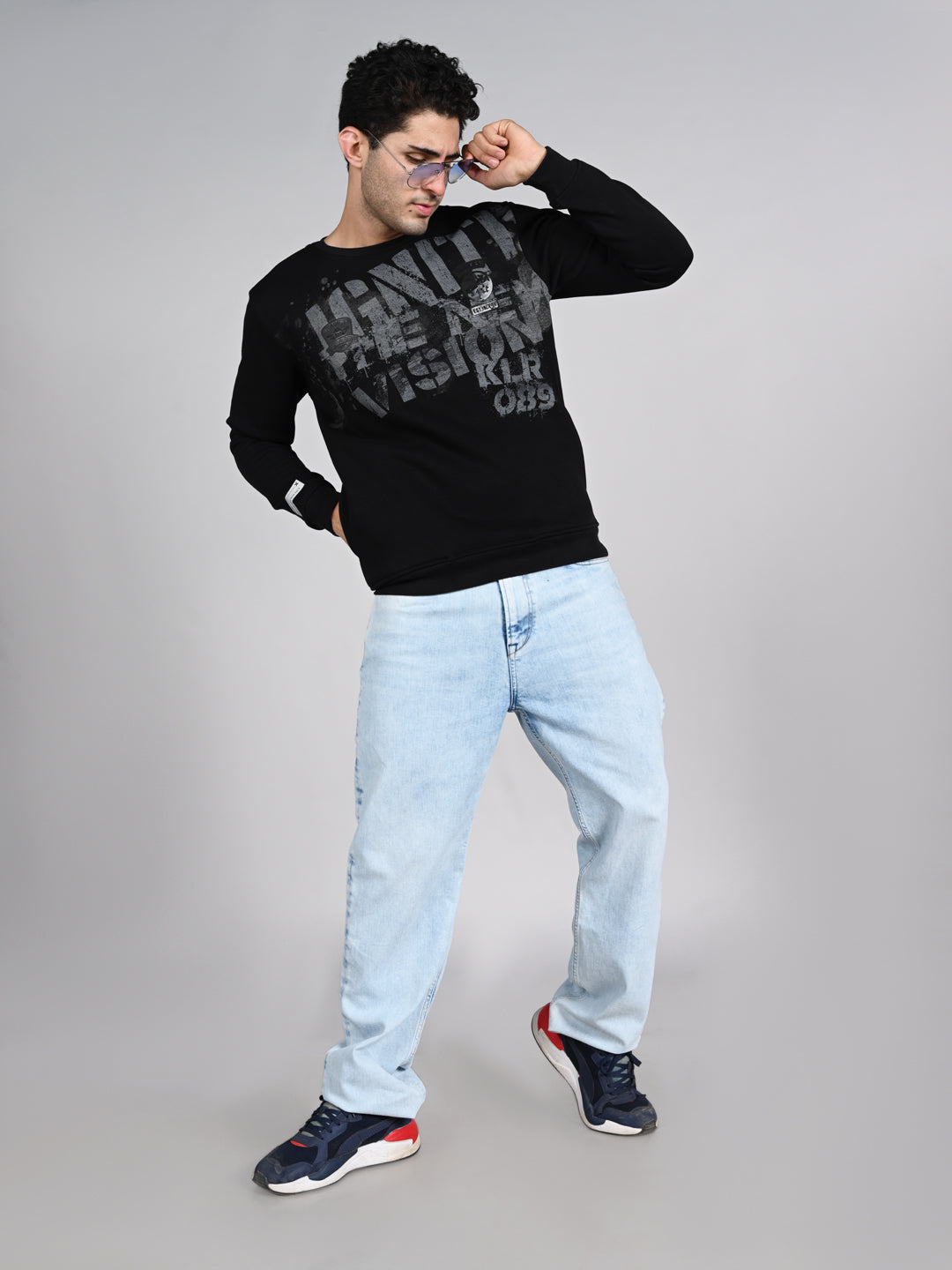 Killer Men Balck Printed Sweat Shirts