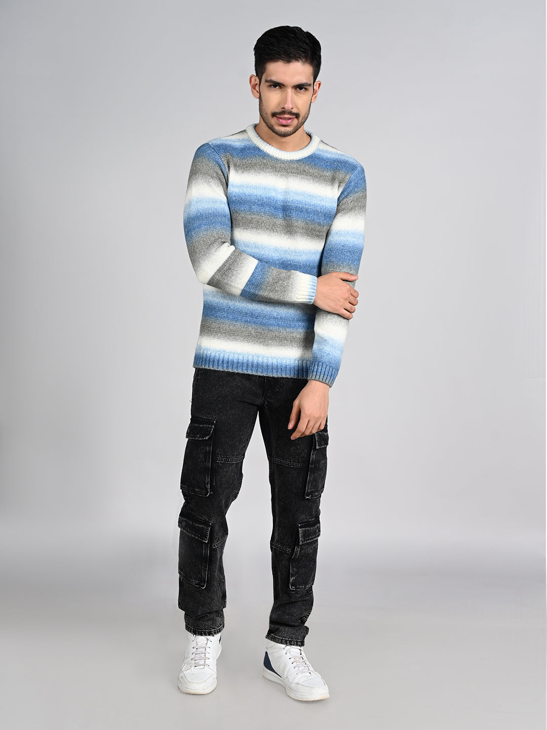 Killer Men Round Neck Khaki Sweaters