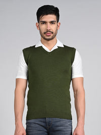 Killer Men V Neck Sleeveless Olive Sweaters