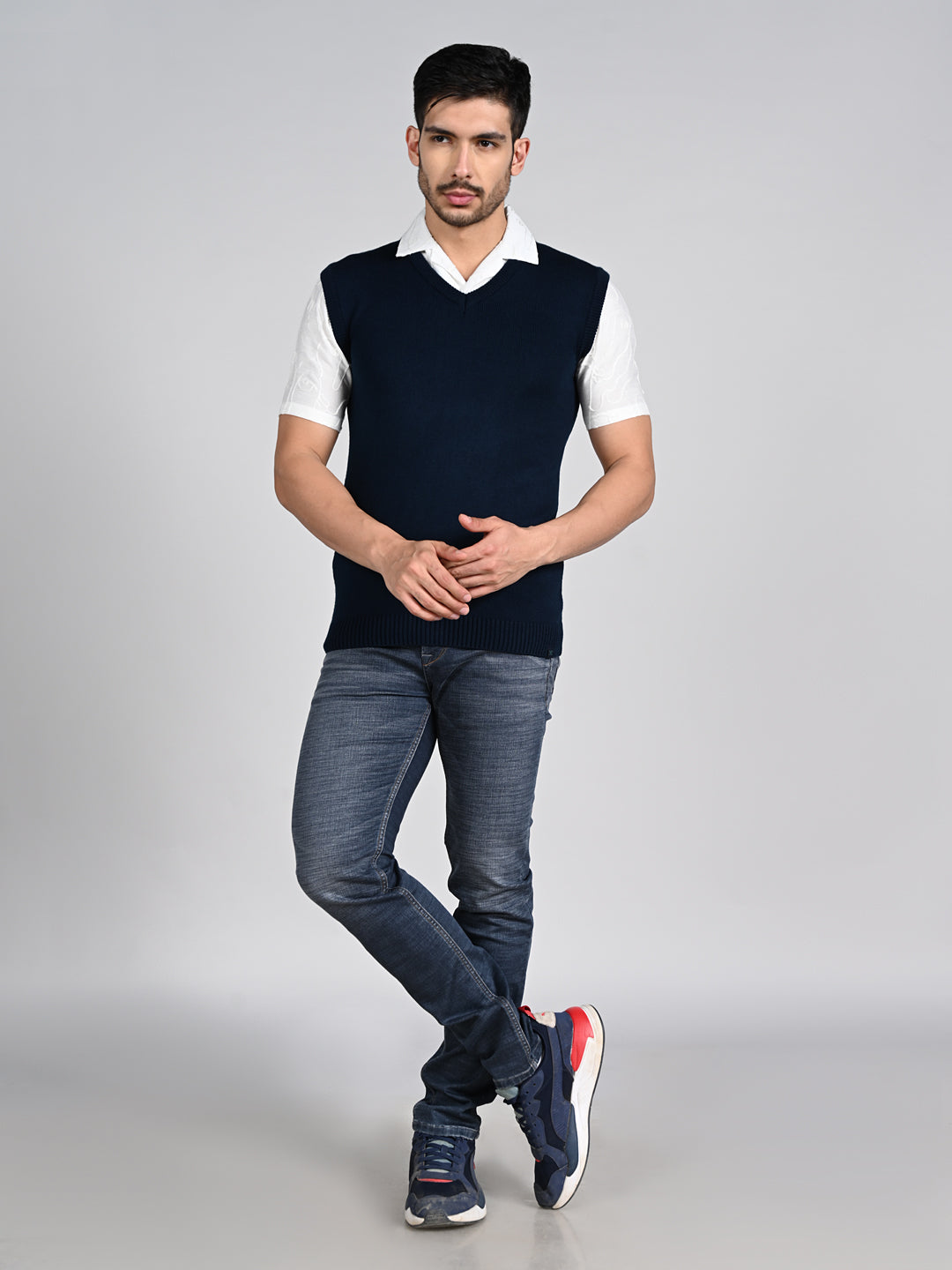 Killer Men V Neck Sleeveless Navy Sweaters