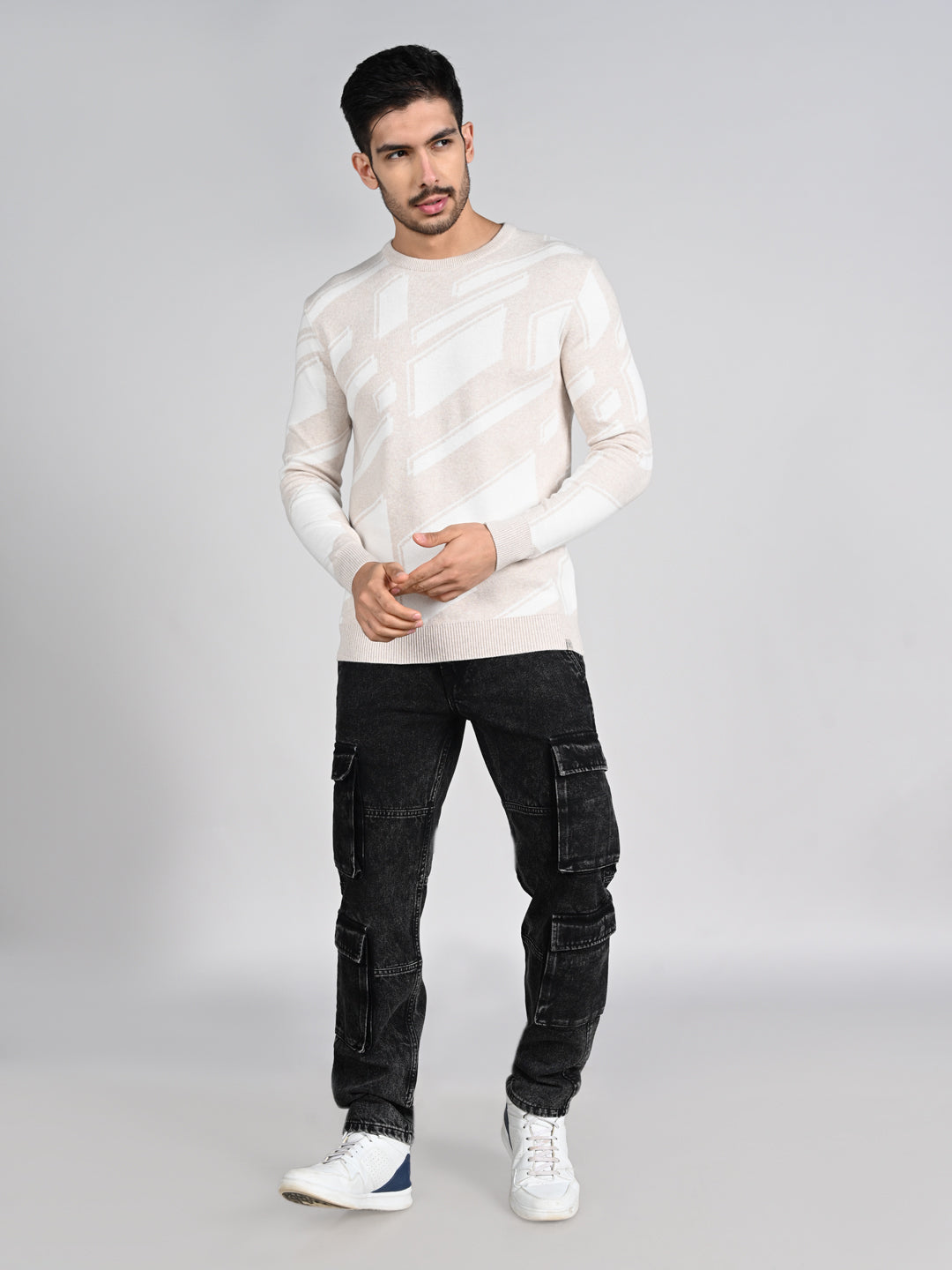 Killer Men Round Neck Khaki Sweaters