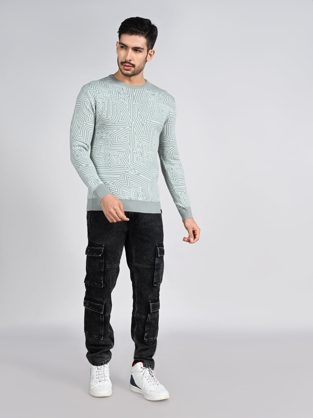 Killer Men Round Neck Green Sweaters