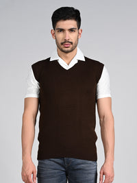 Killer Men V Neck Sleeveless Brown Sweaters