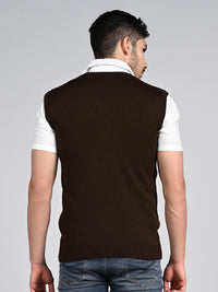 Killer Men V Neck Sleeveless Brown Sweaters