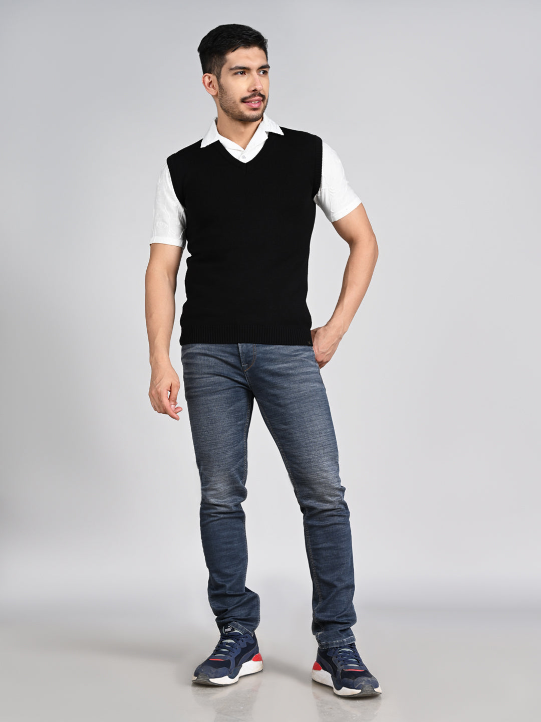 Killer Men V Neck Sleeveless Black Sweaters