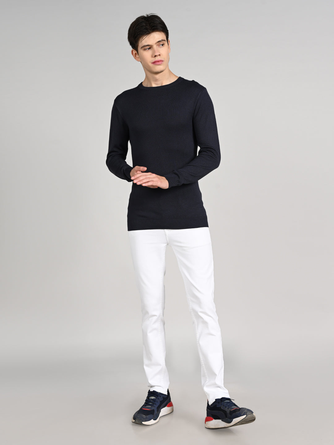 Killer Men Round Neck Blue Sweaters