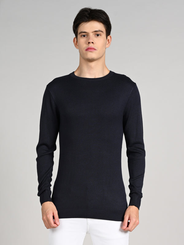 Killer Men Round Neck Blue Sweaters