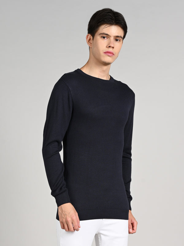 Killer Men Round Neck Blue Sweaters