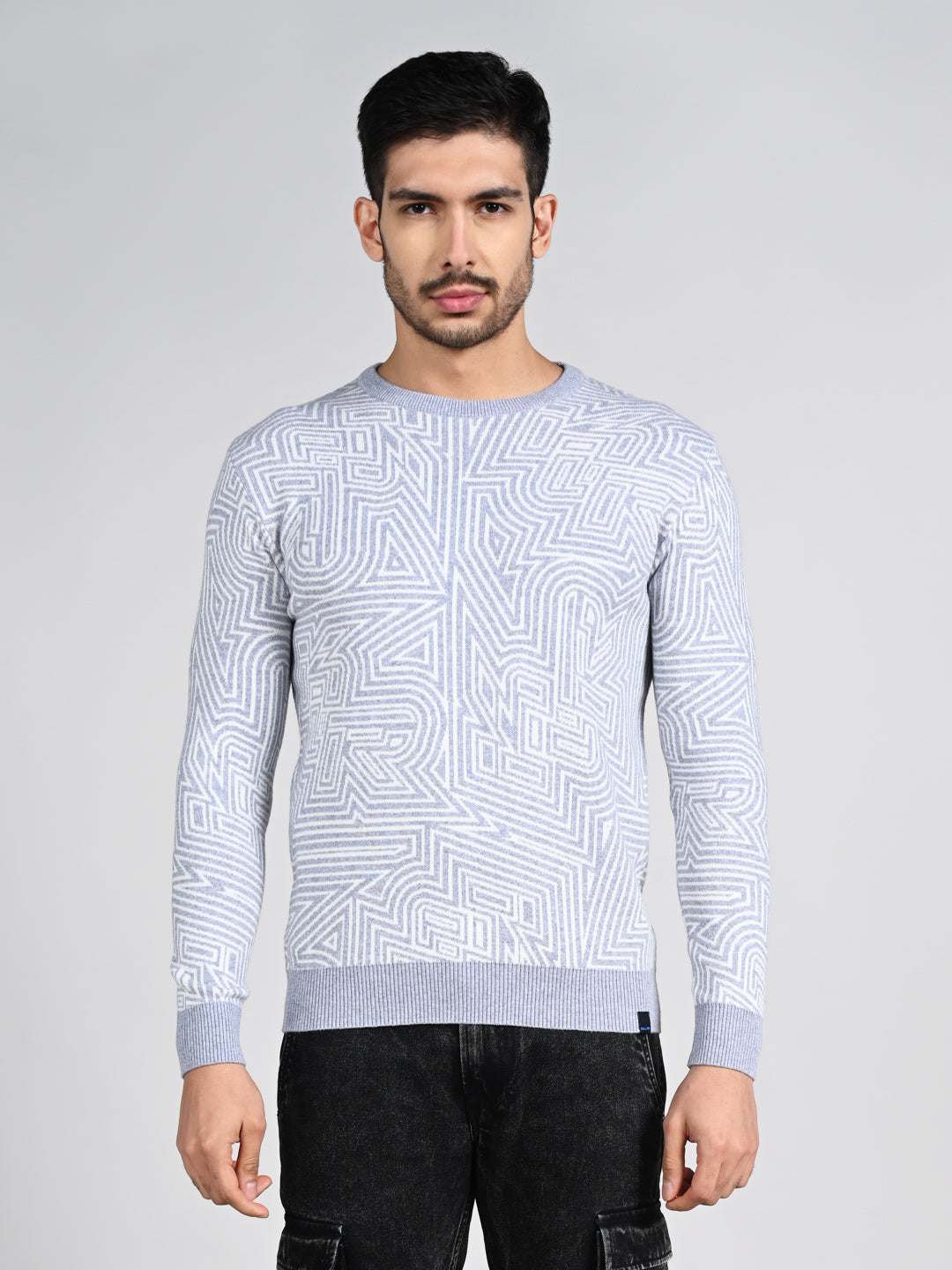 Killer Men Round Neck Grey Sweaters
