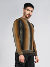 Killer Men Round Neck Brown Sweaters