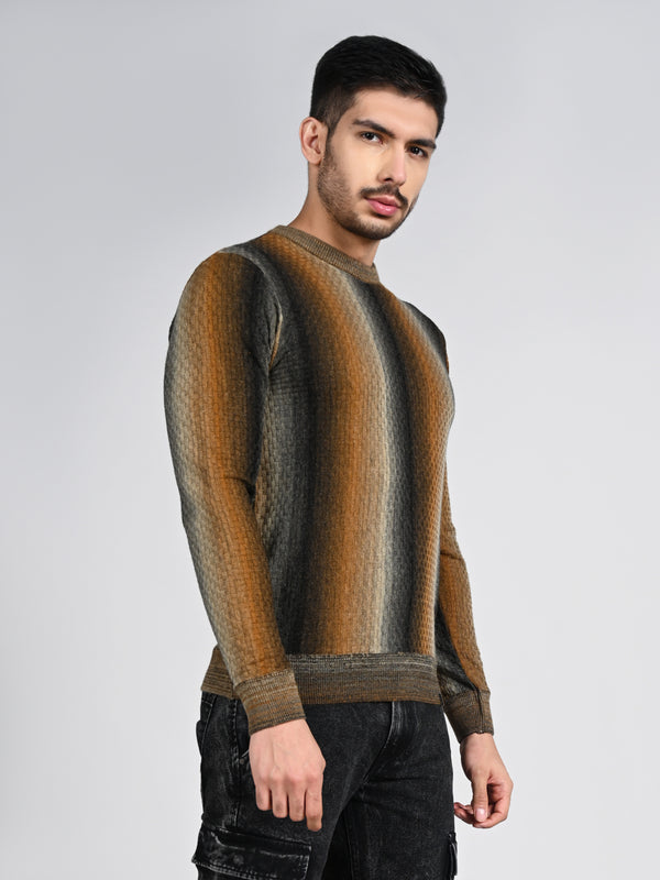 Killer Men Round Neck Brown Sweaters