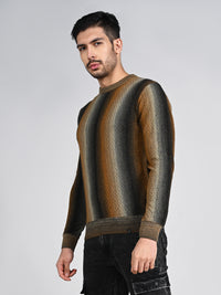 Killer Men Round Neck Brown Sweaters