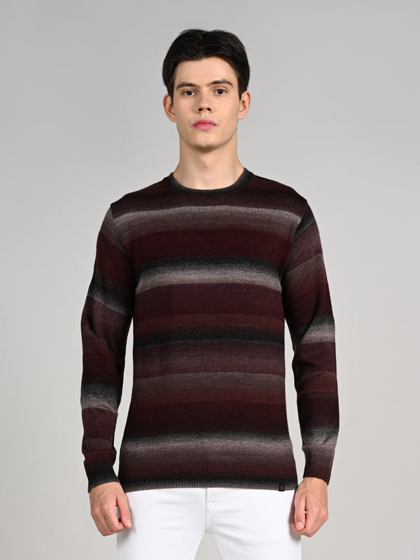 Killer Men Round Neck Wine Sweaters