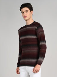 Killer Men Round Neck Wine Sweaters