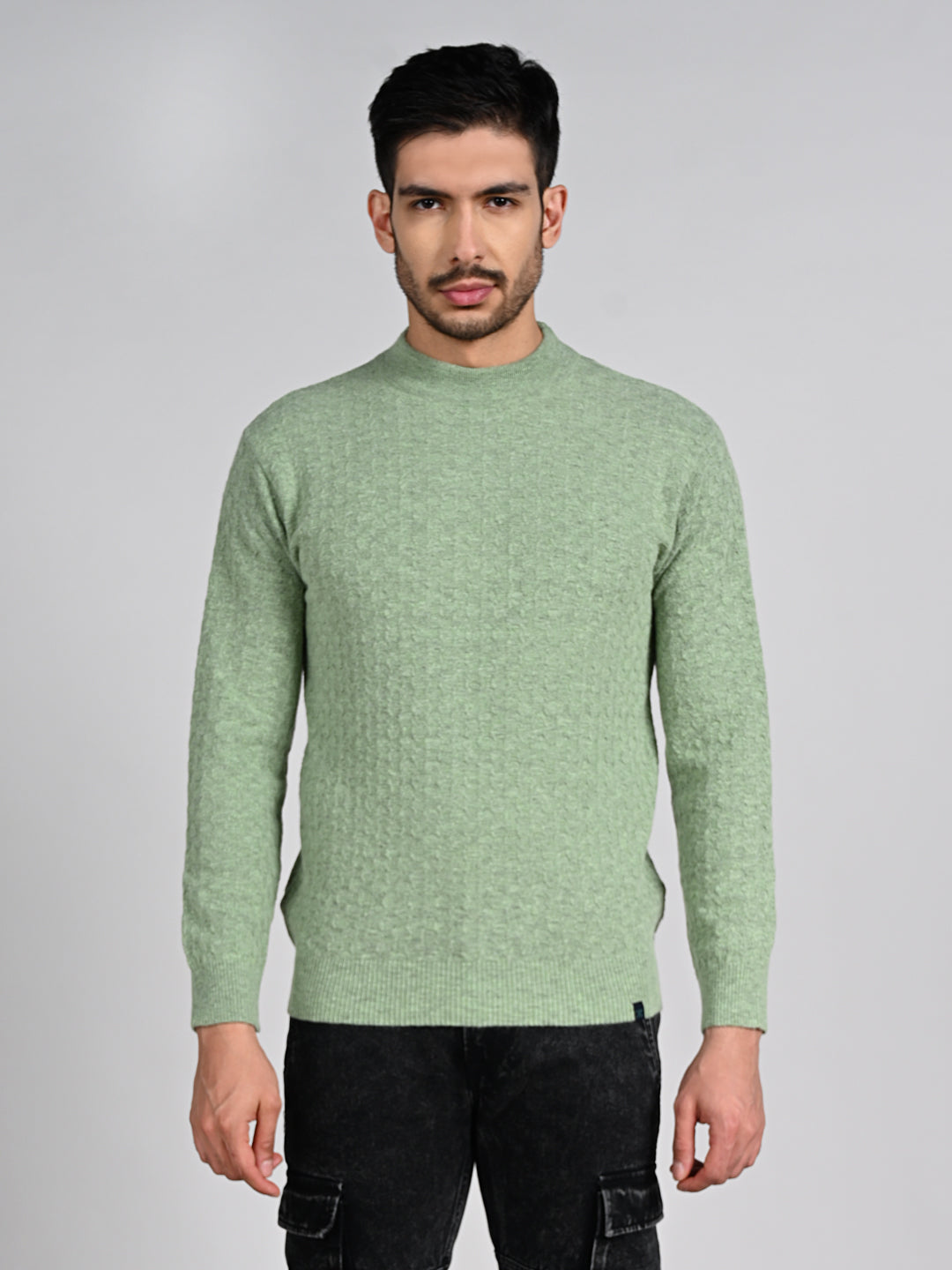 Killer Men High Neck Light Green Sweaters