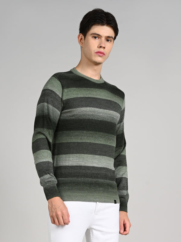 Killer Men Round Neck Green Sweaters