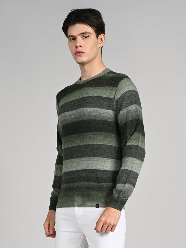 Killer Men Round Neck Green Sweaters