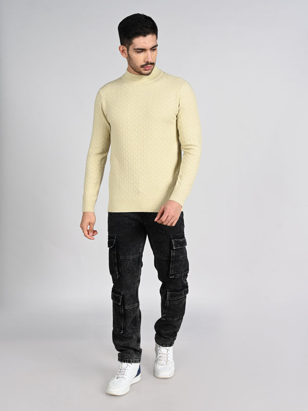 Killer Men High Neck Beige Sweaters