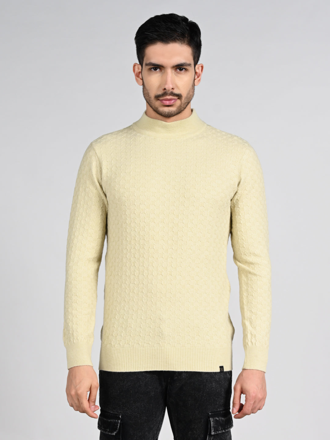 Killer Men High Neck Beige Sweaters