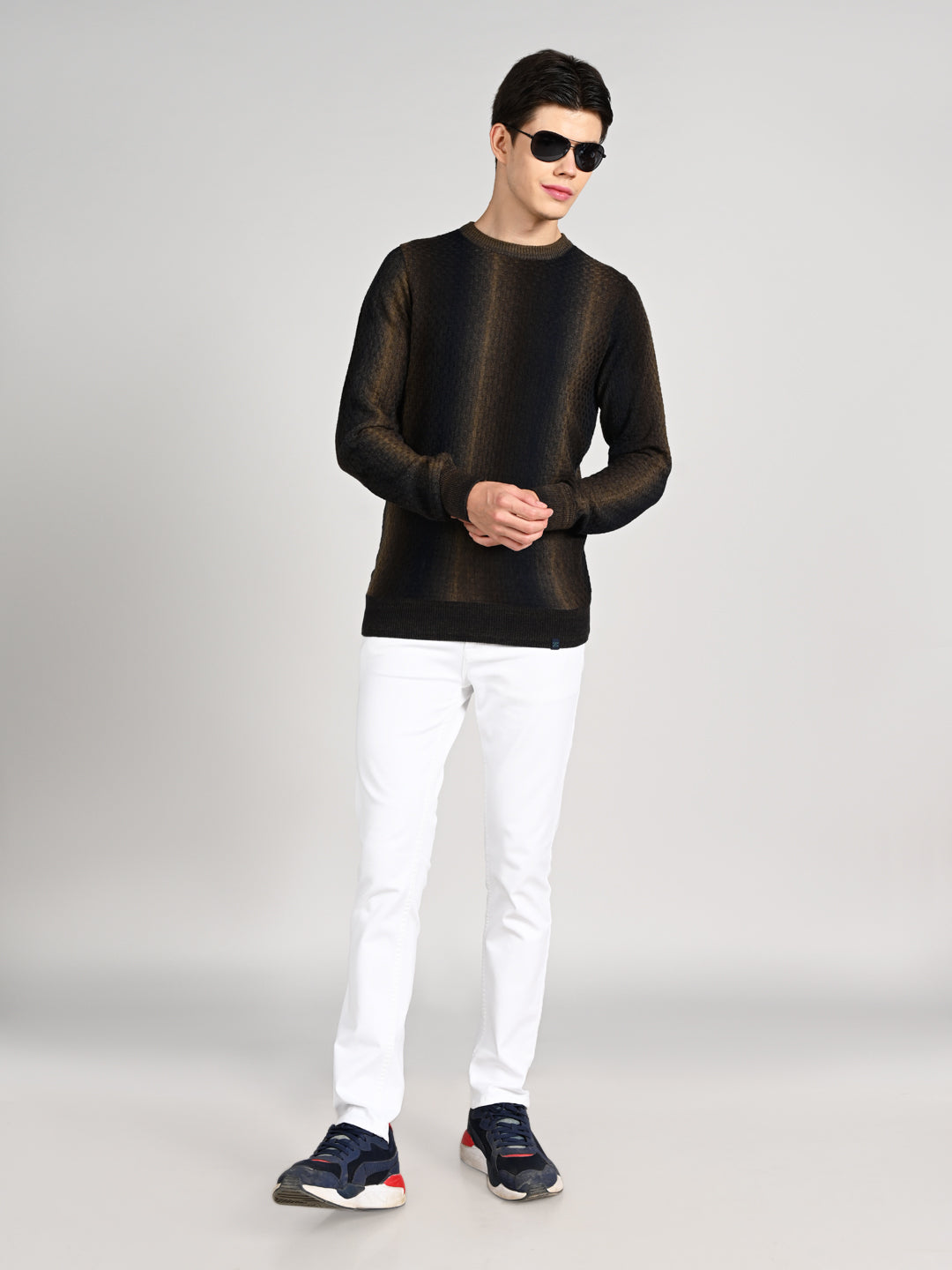 Killer Men Round Neck Navy Sweaters