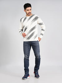 Killer Men Round Neck White Printed Sweaters