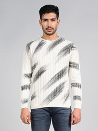 Killer Men Round Neck White Printed Sweaters