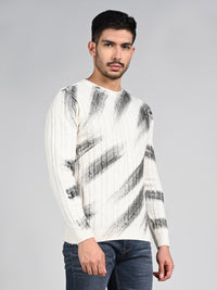 Killer Men Round Neck White Printed Sweaters