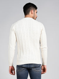 Killer Men Round Neck White Printed Sweaters