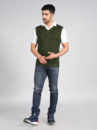 Killer Men V Neck Sleeveless Dark Olive Sweaters