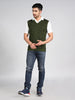 Killer Men V Neck Sleeveless Dark Olive Sweaters