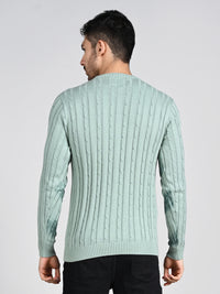 Killer Men Round Neck Green Printed Sweaters