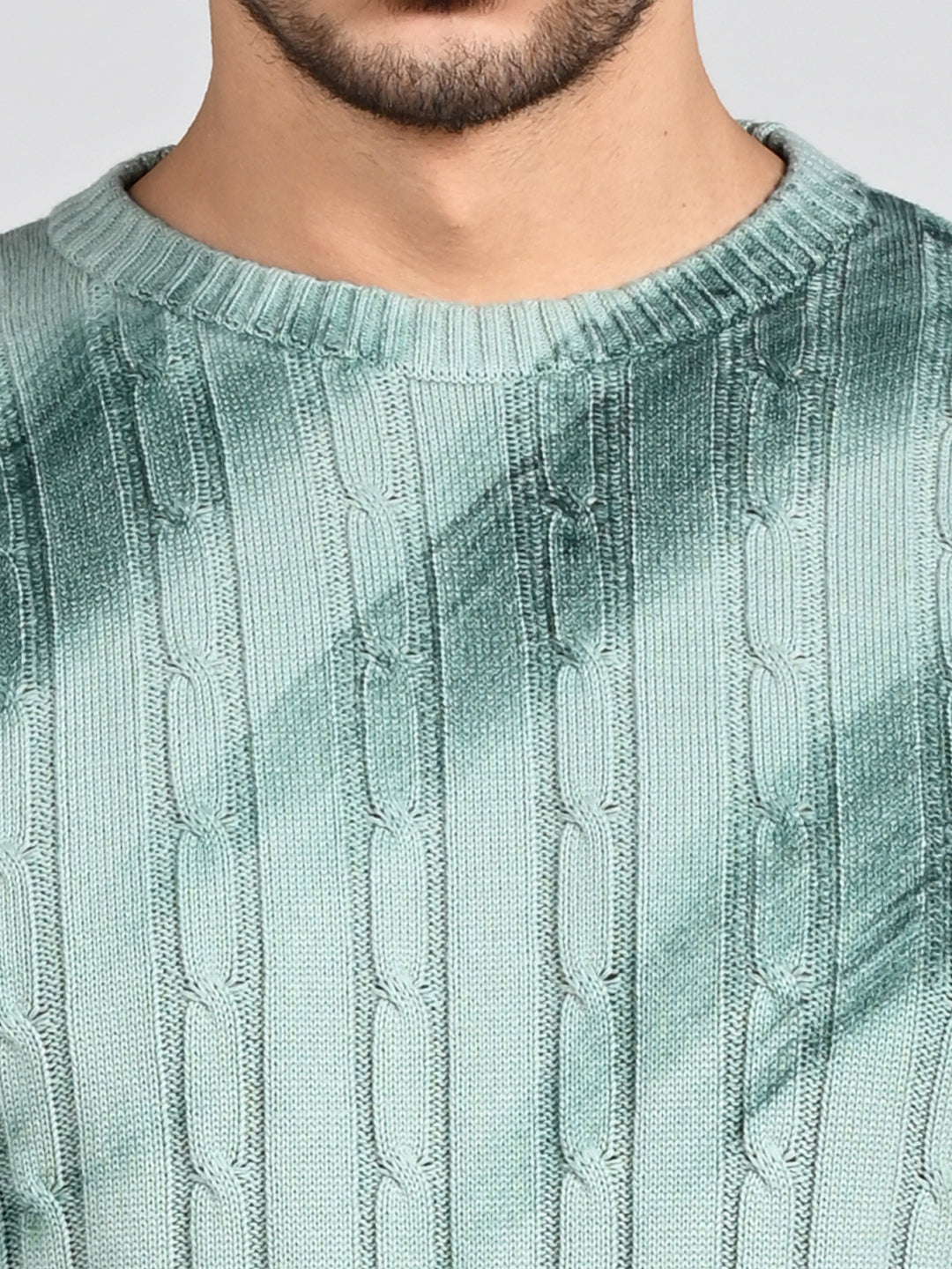 Killer Men Round Neck Green Printed Sweaters