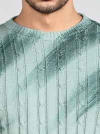 Killer Men Round Neck Green Printed Sweaters