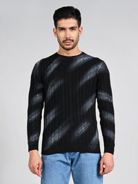 Killer Men Round Neck Balck Printed Sweaters
