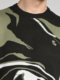 Killer Men Round Neck Olive Sweaters