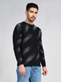 Killer Men Round Neck Balck Printed Sweaters