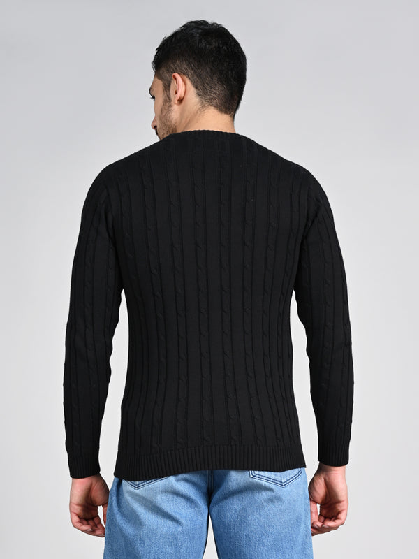 Killer Men Round Neck Balck Printed Sweaters