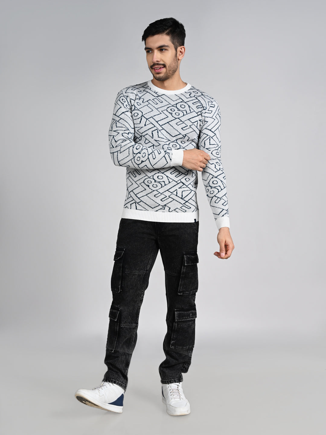 Killer Men Round Neck Off White Sweaters
