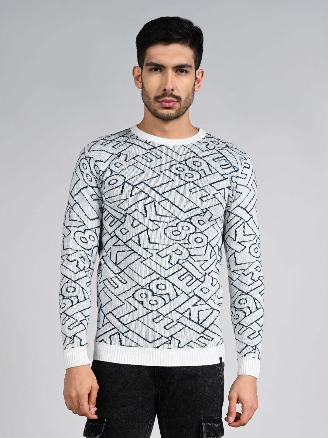 Killer Men Round Neck Off White Sweaters