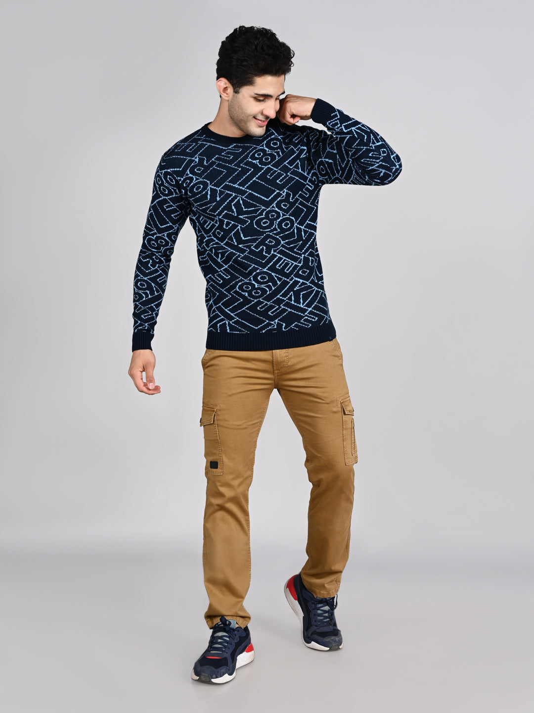 Killer Men Round Neck Navy Sweaters