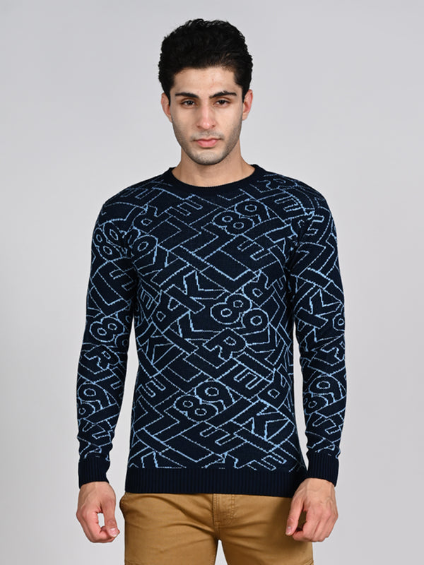 Killer Men Round Neck Navy Sweaters