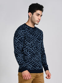 Killer Men Round Neck Navy Sweaters