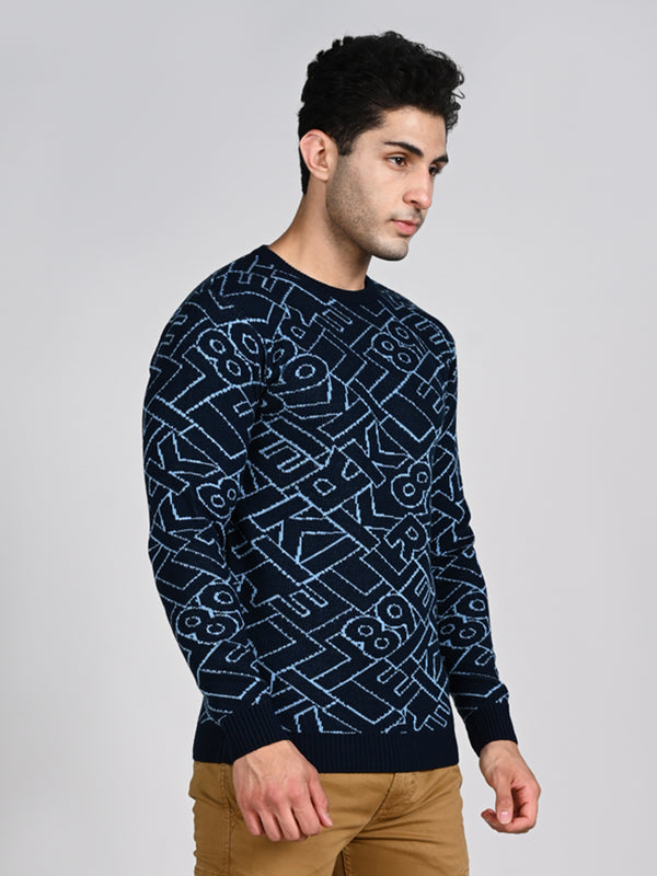Killer Men Round Neck Navy Sweaters