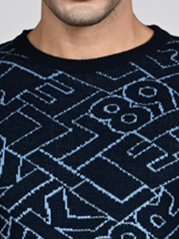 Killer Men Round Neck Navy Sweaters