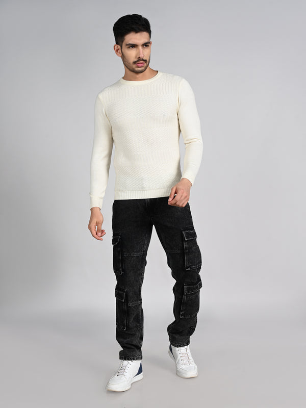 Killer Men Round Neck Off White Sweaters