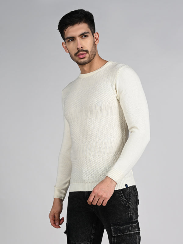 Killer Men Round Neck Off White Sweaters