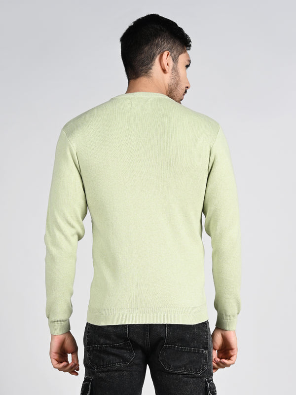 Killer Men Round Neck Light Green Sweaters